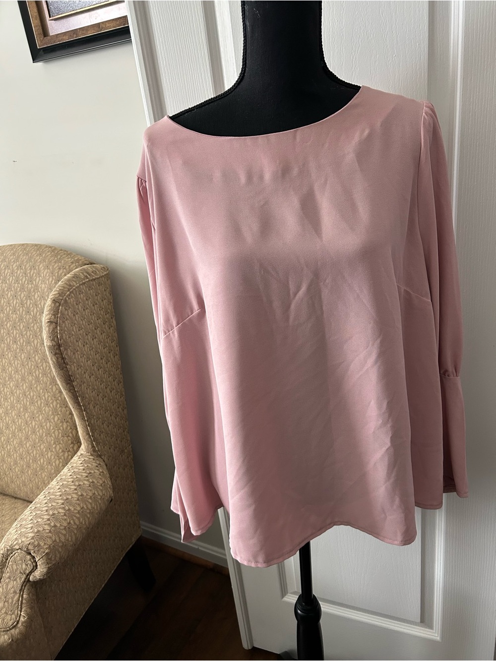 SHEIN Dusty Rose Boatneck Long-Sleeve Blouse